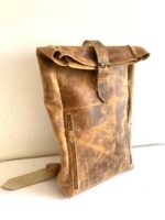 Mochila 100% cuero colores Café medidas 50 x 30 x 10, con espacio separado interior para Laptop 3