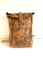 Mochila 100% cuero colores Café medidas 50 x 30 x 10, con espacio separado interior para Laptop principal